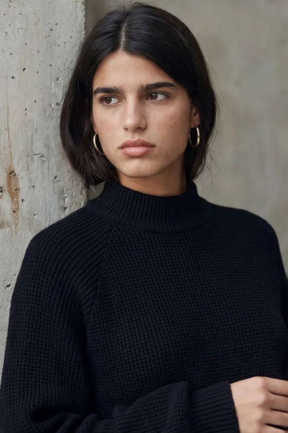 Turtle Neck - Jersey with Billow Sleeves – Sweet Peas Handmade